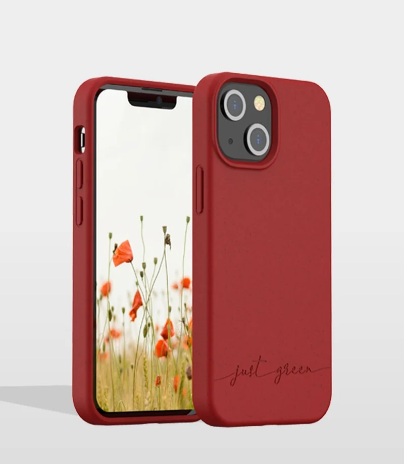 Coque JUST GREEN iPhone 13 mini Bio rouge