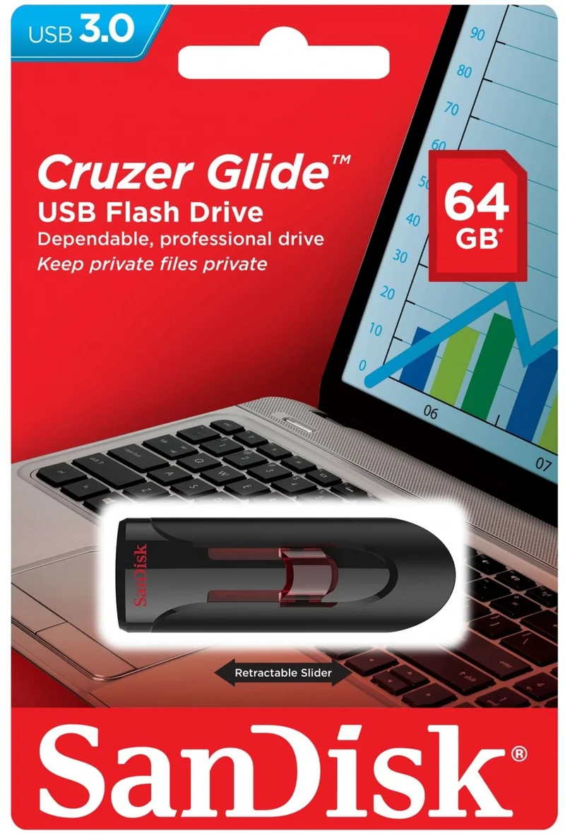 Clé USB sécurisée SANDISK CRUZER Glide Flash Drive 64Go