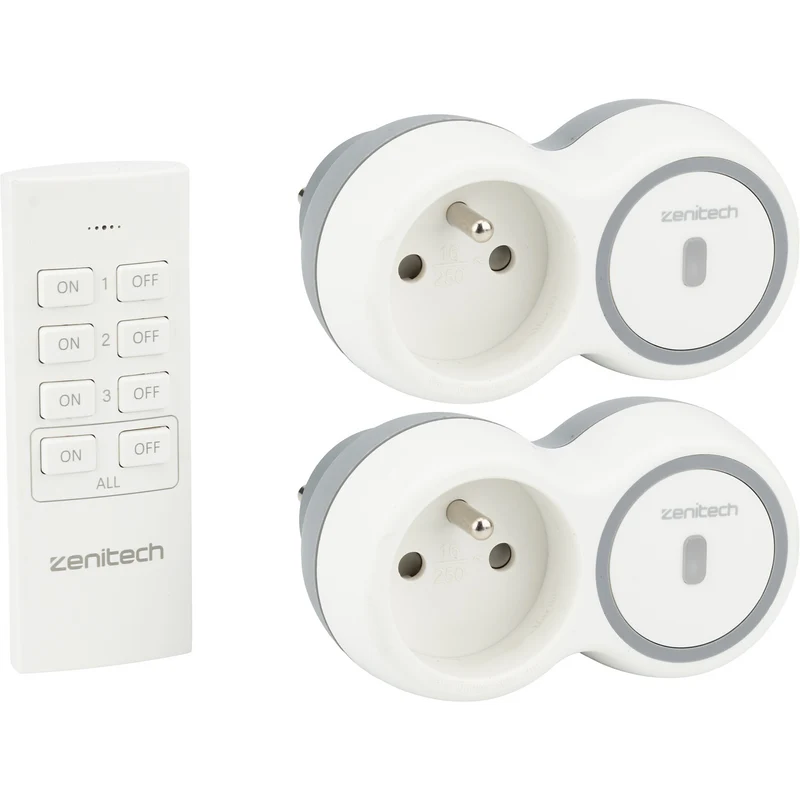 Multiprise ZENITECH 2 prises télécommandées 2300W + remote