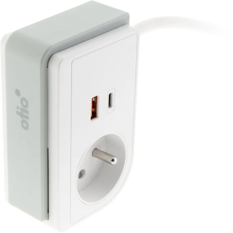 Multiprise OTIO Gekko XS clip 1 prise+2 USB-A 1.5m 20W