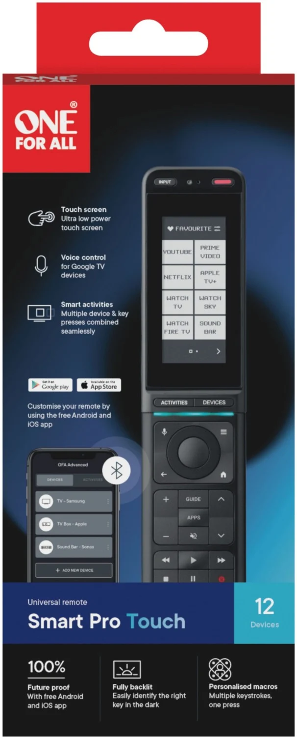 Télécommande ONE FOR ALL 12 en 1 Smart Pro Touch écran tactile