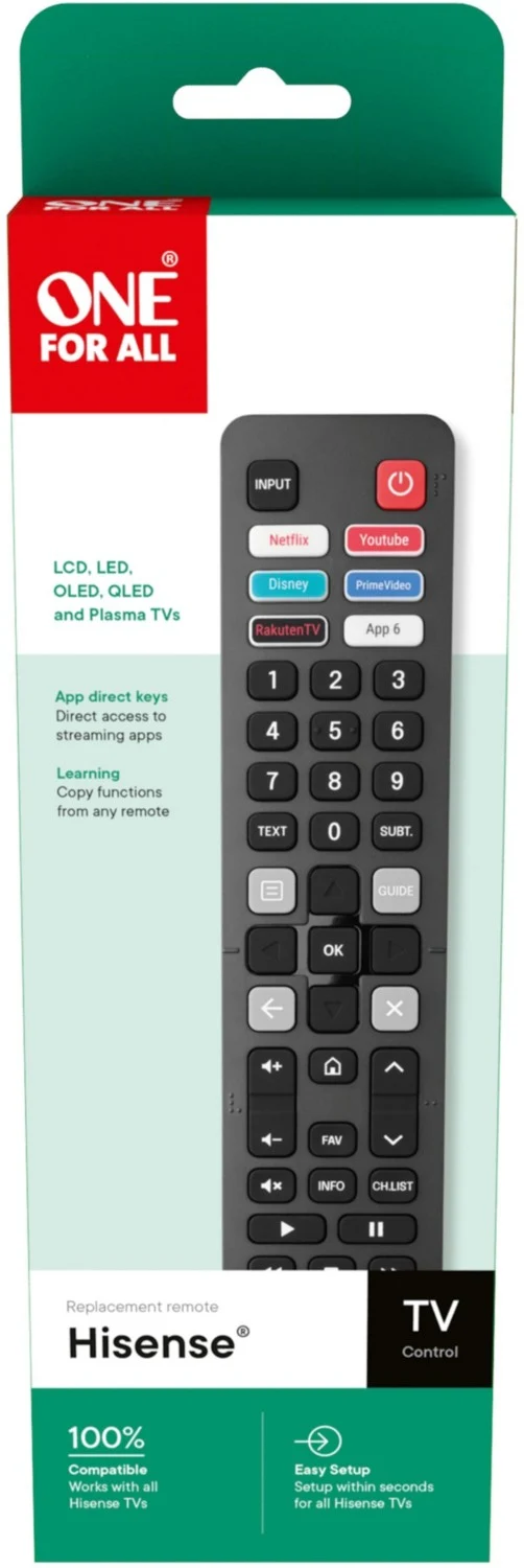 Télécommande ONE FOR ALL de remplacmeent TV Hisense