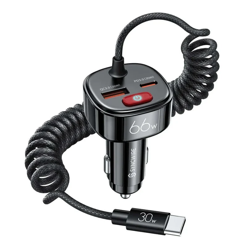 Chargeur de téléphone d'allumeur de cigarette de la voiture 66W avec l'interrupteur marche/arrêt