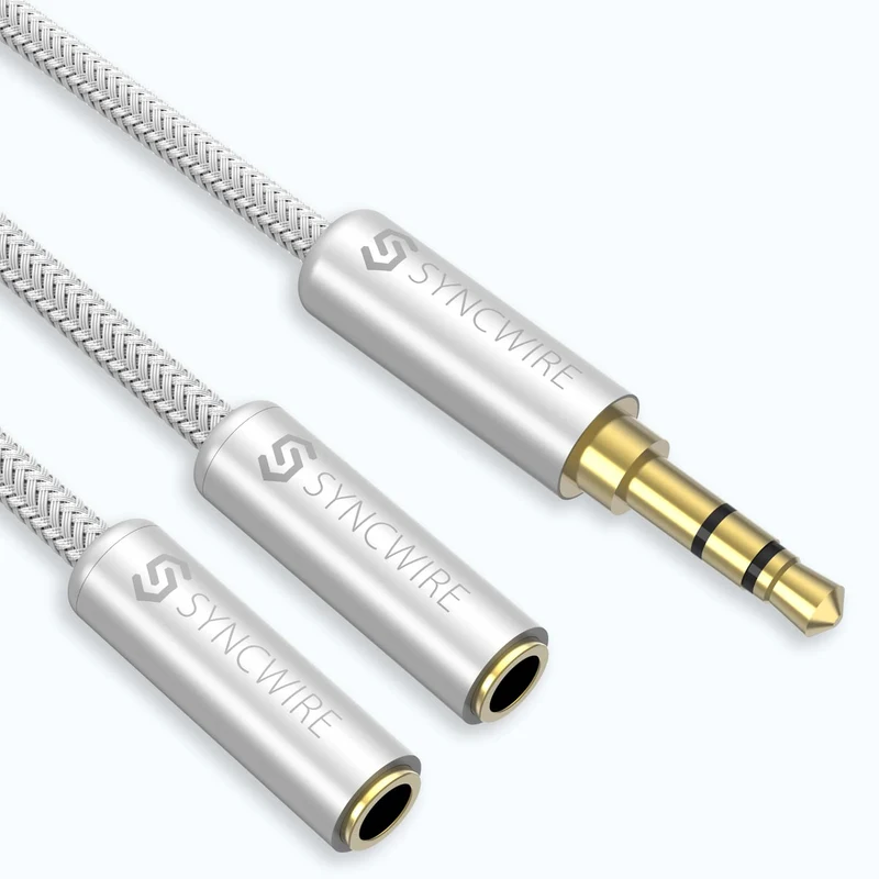 Câble audio tressé en nylon de 3,5 mm répartiteur en Y