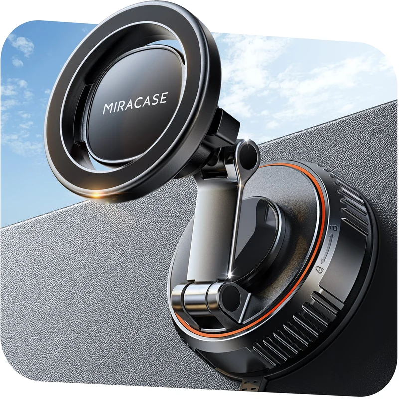 Miracase for MagSafe Car Mount[3600gf Strong Magnet & 89+LBS Suction Base]Vacuum Magnetic Phone Holders for Your Car, 360° Adjustable Dashboard & Windshield Mount with Dash Accents for All Smartphones