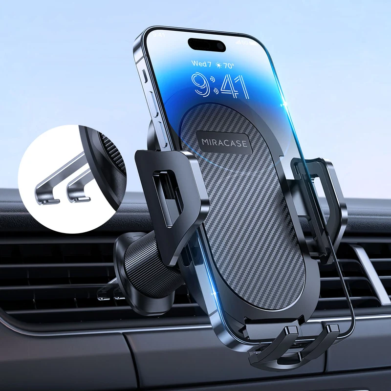 Miracase Handyhalterung Auto [Neuester Doppelhaken] Universal Handyhalter Auto Lüftung,360 Grad Drehung KFZ Handyhalterung für iPhone 17/16/15/14/13 Pro Max Plus/Samsung und 4-7 Zoll Smartphone