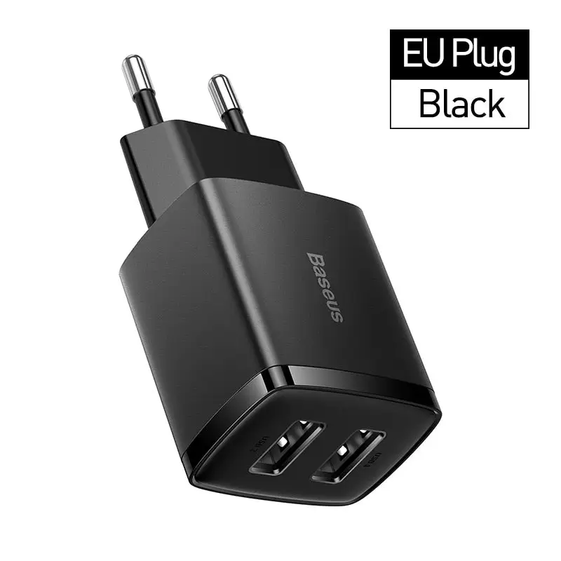 Baseus 10.5W 2-Port USB A Mini Fast Charging Socket - Quick Charge QC Phone Charger Plug