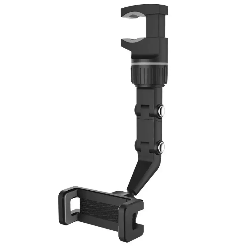 Black Rear View Mirror Mount Phone Cradle Holder - Hanging Automotive Phone Stand