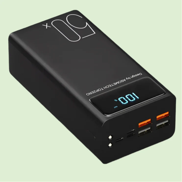 Asometech 50x Fast Charging Power Bank 50000mAh with LCD Display - Portable Fast Charging Phone Device PowerBank External Battery Pack