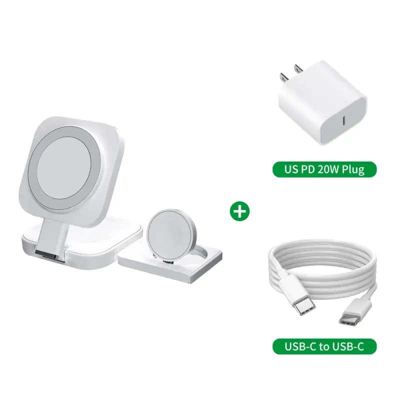 Foldable 3in1 Magnetic Wireless Fast Charging Pad - MagSafe Power Delivery PD Phone Watch Charger