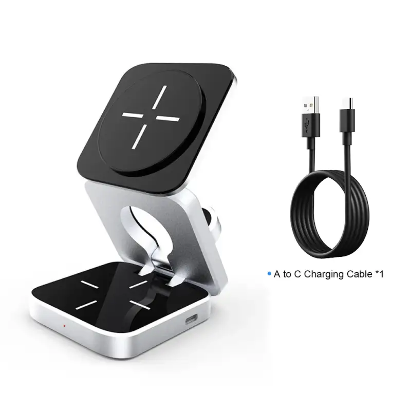 3in1 Foldable MagSafe Wireless Charging Stand - Power Delivery PD Phone Watch Charger Dock