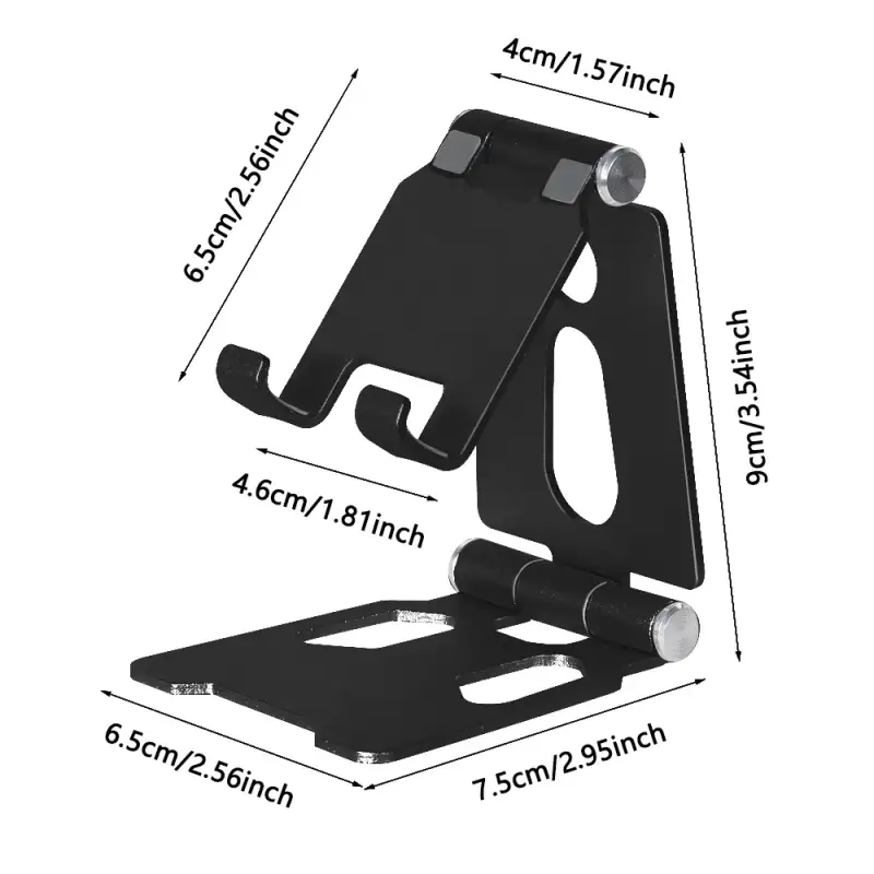 Compact Folding Mobile Phone Desk Holder - Durable Metal Stand