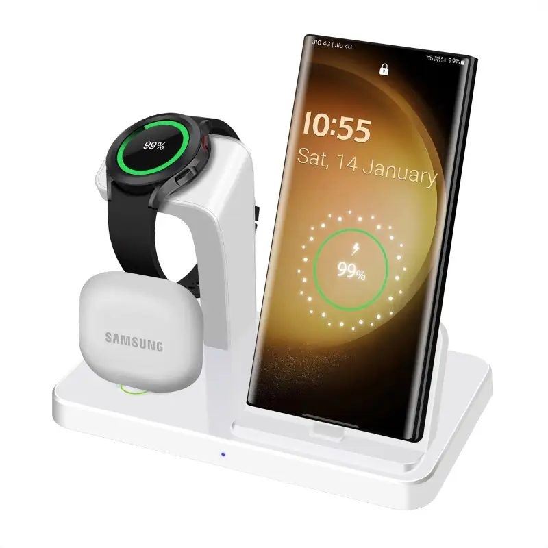 3in1 MagSafe Wireless Fast Charging Stand for Samsung - Magnetic Qi Power Delivery PD Phone Watch Charger Earbuds Charger