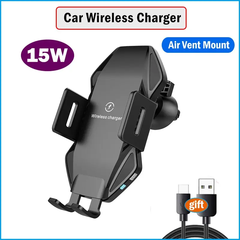 15W Wireless Fast Charging Car Cradle - Magnetic Power Delivery PD Auto Phone Charger Stand