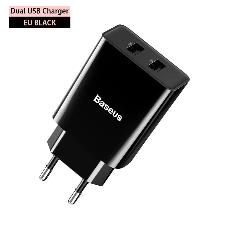 Baseus 2-Port USB A Fast Charging Socket - Quick Charge QC Phone Charger Plug