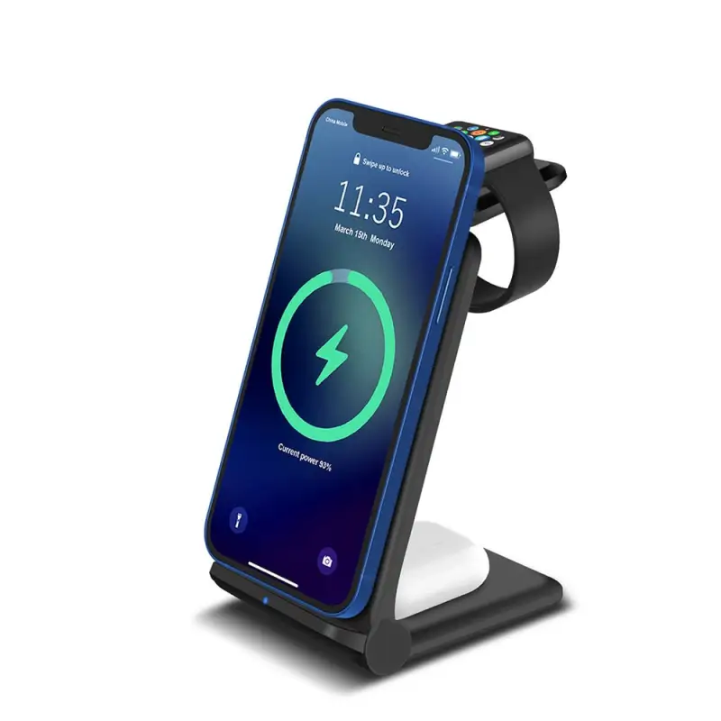 15W 3in1 MagSafe Wireless Fast Charging Stand - Magnetic Power Delivery PD Phone Watch Charger Dock