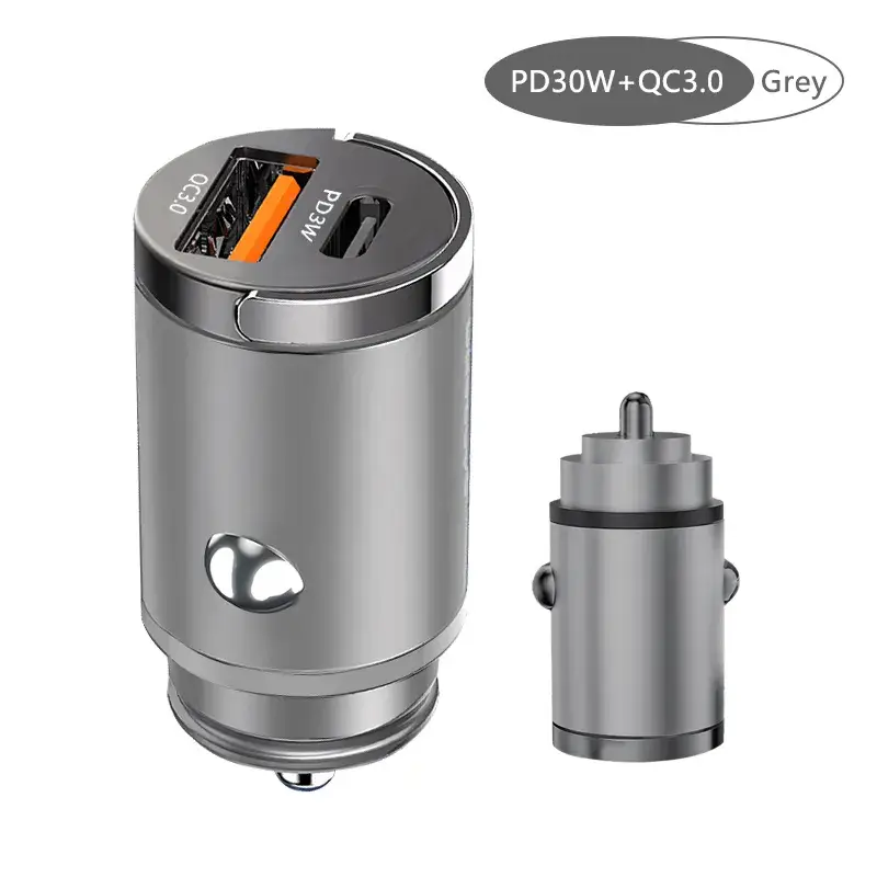 100W 2-Port Mini Fast Charging Car Socket - USB A / Type C Power Delivery PD Auto Phone Charger Plug