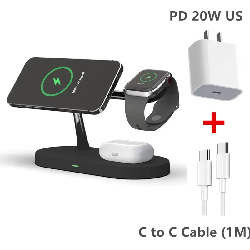 15W 3in1 MagSafe Wireless Charger Stand - Power Delivery PD Phone Watch Charger Dock