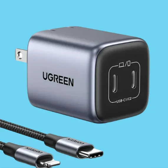 UGREEN 45W 2-Port GaN Fast Charging Socket - USB C / Type C Power Delivery PD Phone Charger Plug