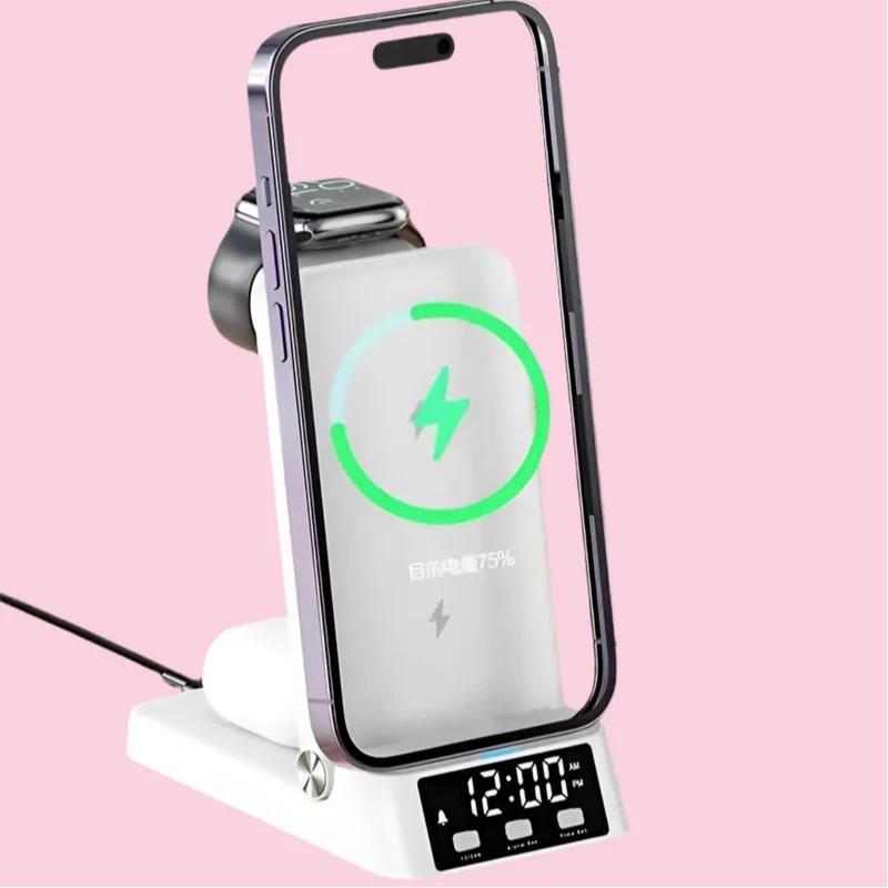 15W 4 In 1 Wireless Charger Stand For iPhone 14 13 12 11 X Samsung Galaxy S22 S21 Apple Watch