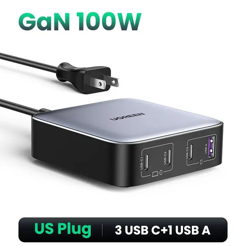 UGREEN 100W 4-Port Fast Charging Hub - USB A / Type-C Power Delivery PD Phone Charger Stand