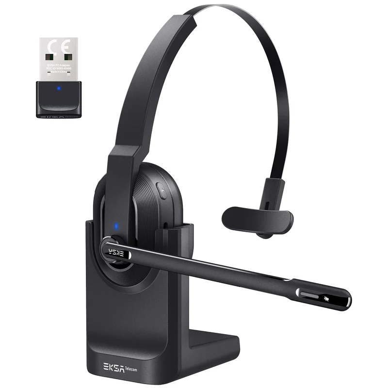 EKSA H5 Wireless Bluetooth 5.0 Headphones with Mic - TWS Noise Cancelling HiFi Stereo Dynamic Headset with Stand