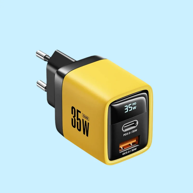 Asometech 35W 2-Port GaN Fast Charging Socket - USB A / Type C Power Delivery PD Phone Charger Plug