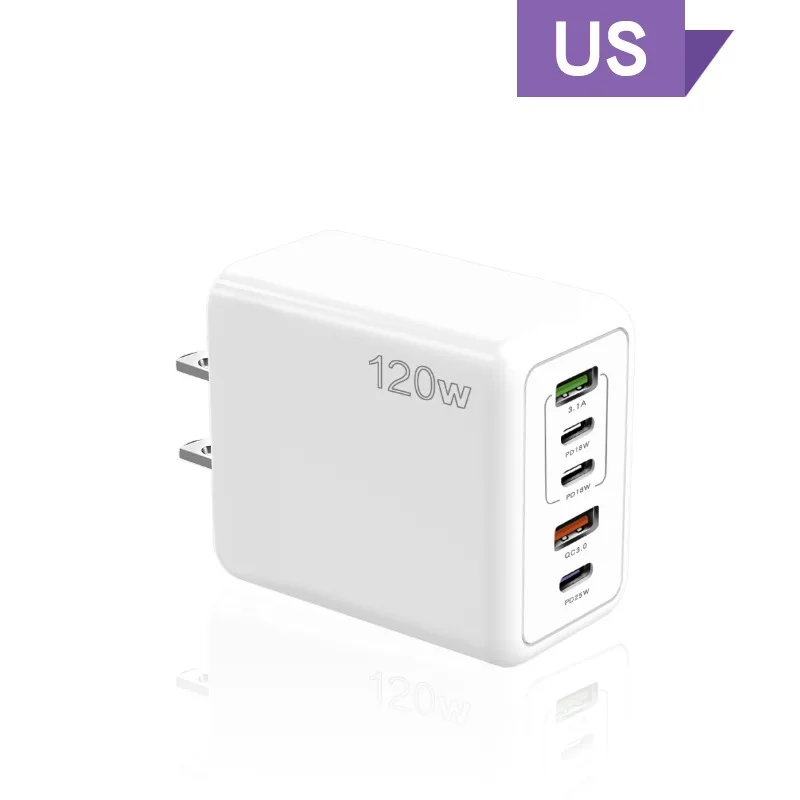 120W 5-Port GaN Fast Charging Socket - USB A / Type C Power Delivery PD Phone Charger Plug