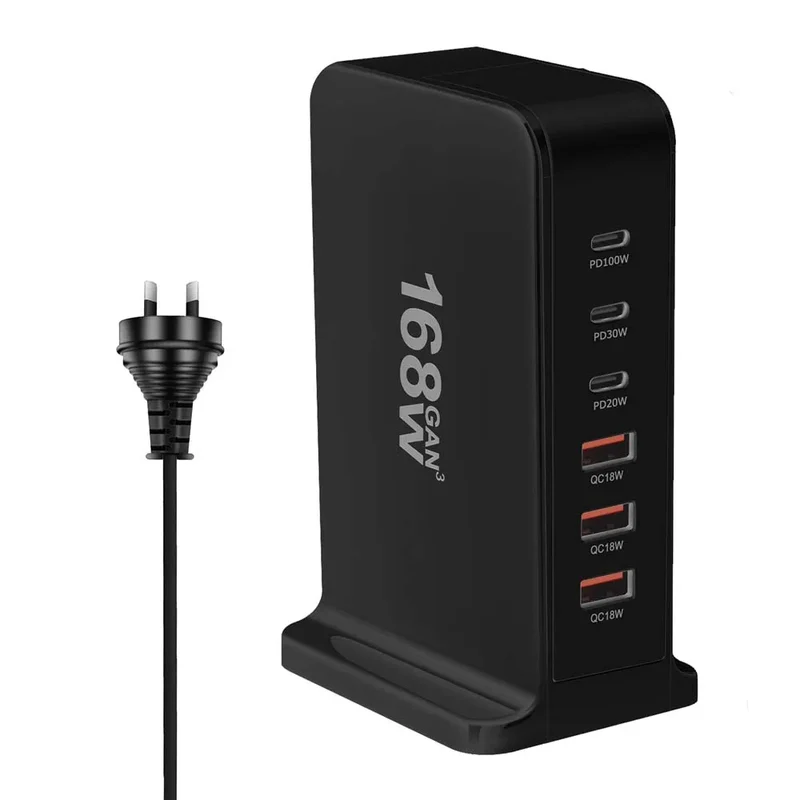 200W 168W GaN 6-Port Fast Charger - USB A / Type C Power Delivery PD Phone Charger