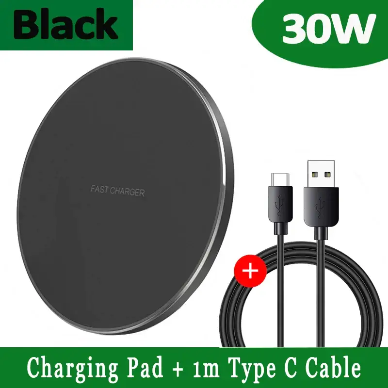 30W Wireless Charger USB C Fast Charging Pad Quick Charge QC 3.0 For iPhone 15 14 13 12 11 XS XR X
