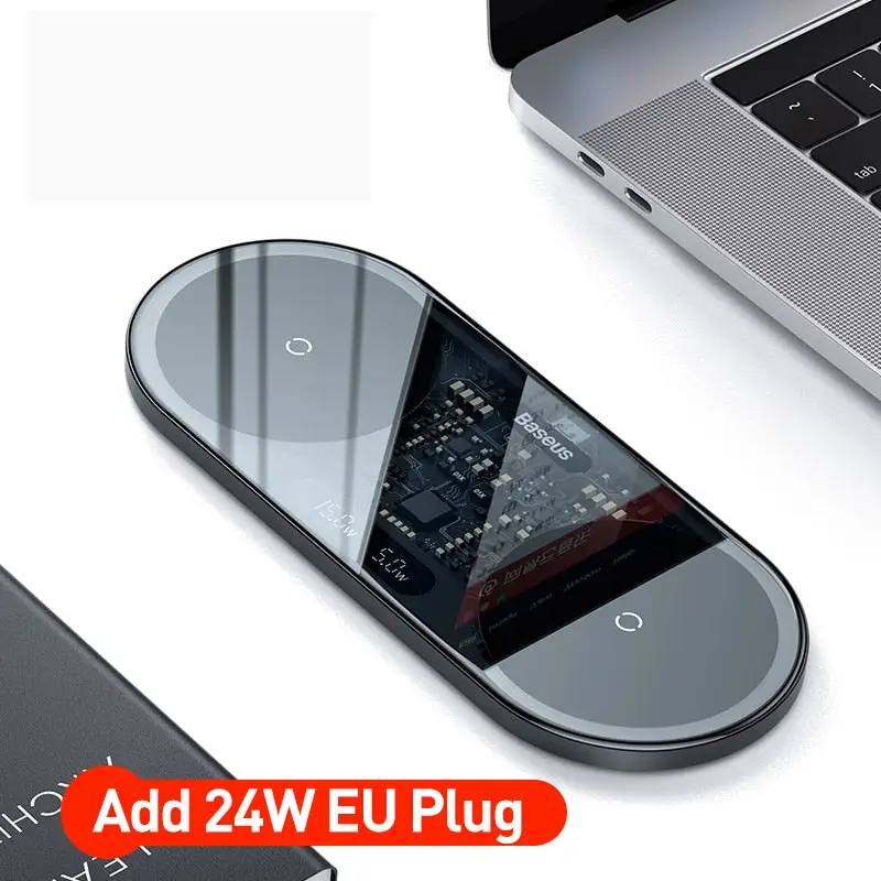 Baseus Dual 20W Wireless Fast Charging Pad - Magnetic Power Delivery PD Phone Earpods Charger Stand
