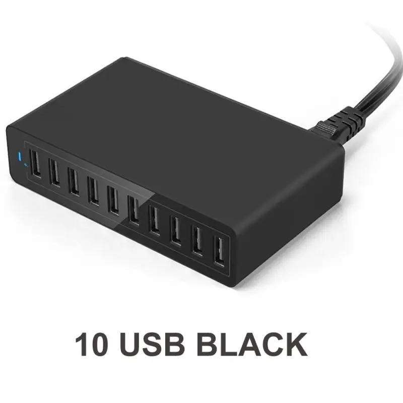 60W 10-Port Fast Charging Hub - USB A Power Delivery PD Phone Charger Station