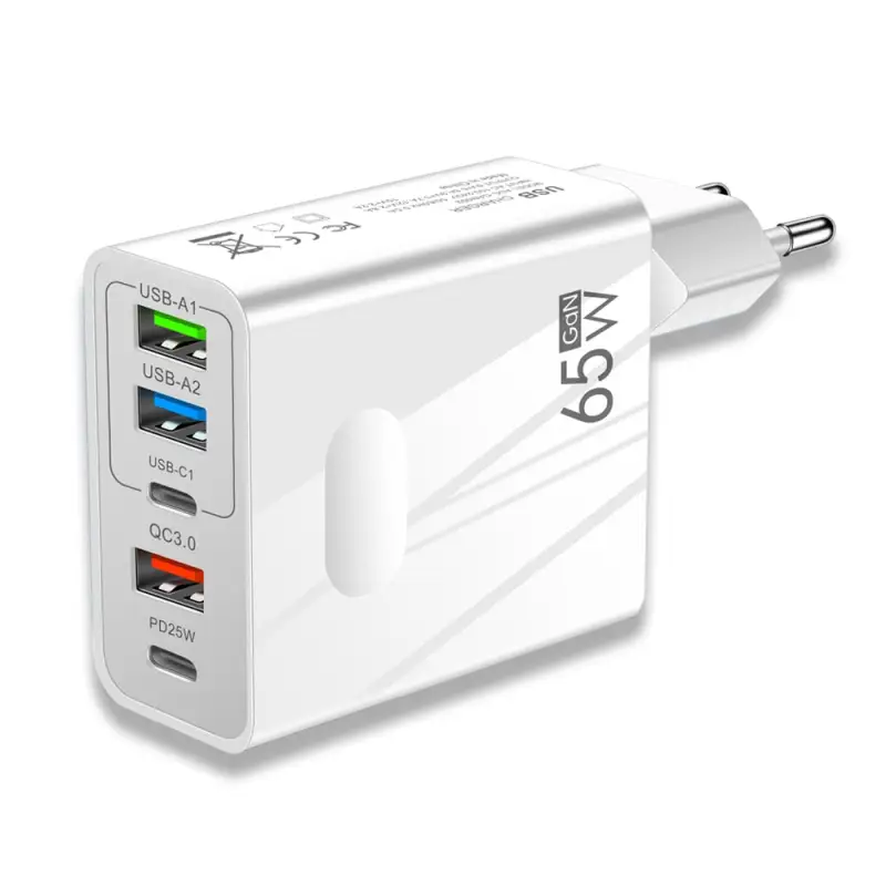 65W 5-Port GaN Fast Charging Socket - USB A / Type-C Power Delivery PD Charge Plug