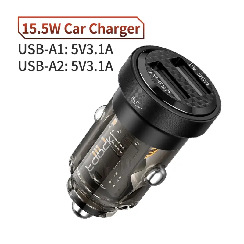 Toocki 45W 2-Port USB A / Type-C Fast Charging Car Socket - Power Delivery PD Auto Phone Charger