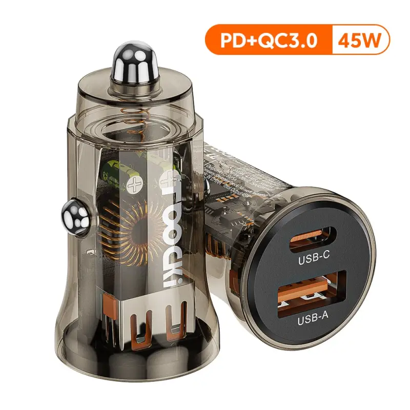Toocki 45W 2-Port USB A / Type-C Fast Charging Socket - Power Delivery PD Phone Charger Plug