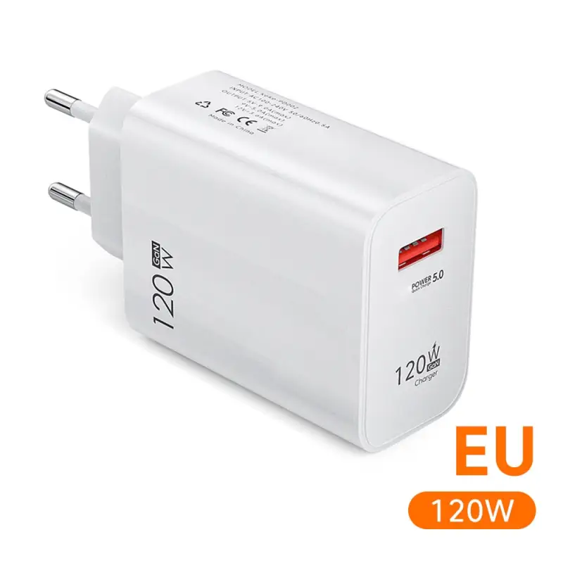 120W GaN USB A Fast Charging Socket - Power Delivery PD Phone Charger Plug