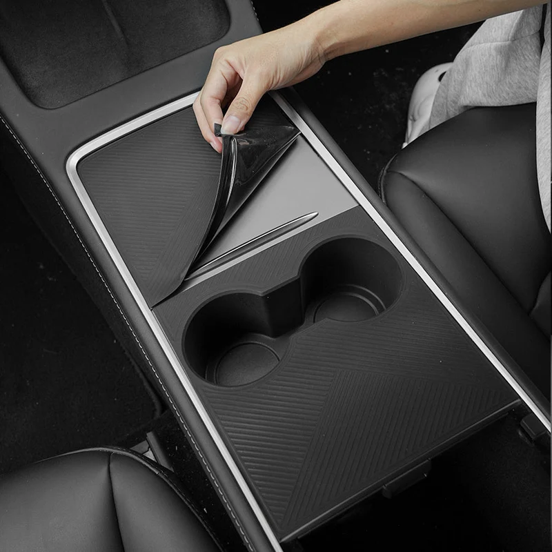 Tesla Model Kit porte-gobelets en silicone noir pour console centrale 3/Y - Installation facile en quelques secondes