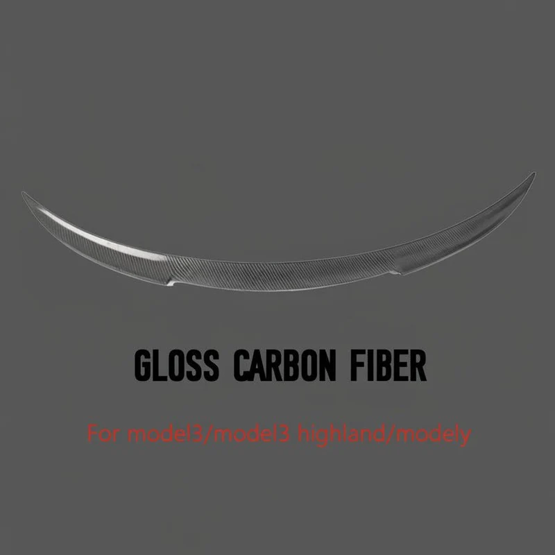 Aileron de coffre Blade Style 2026 mis à jour en fibre de carbone brillante et mate pour Tesla Model 3, Highland & Model Y