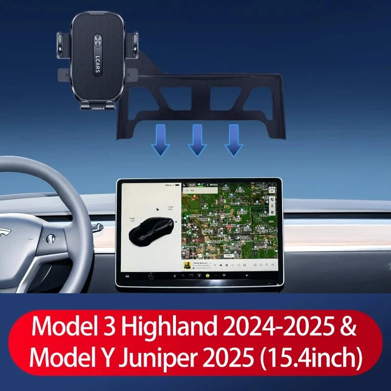 TESLA MODEL 3+ HAUTES TERRES / MODEL Y+ JUNIPER ET MODEL 3 / Y 2019 - 2025 SUPPORT DE TÉLÉPHONE À ÉCRAN CENTRAL