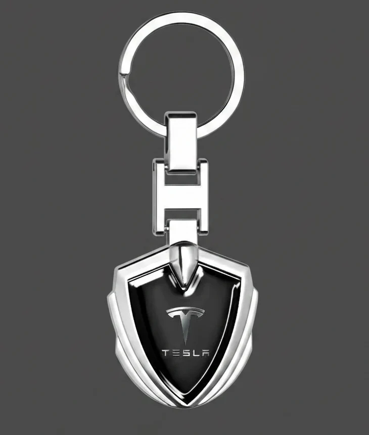 Porte-clés 3D en métal avec logo Tesla - Collection Cadeau