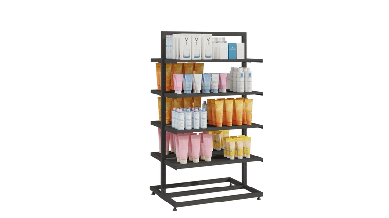 Gondole frame avec tablettes metalliques