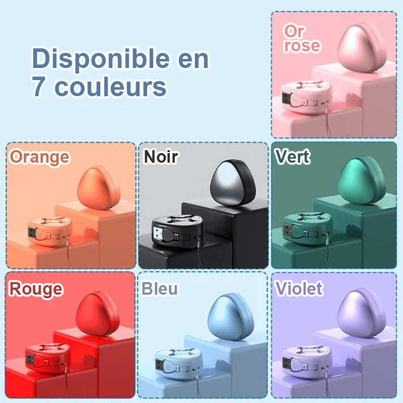 Rouleau télescopique de câble de chargement 3-en-1 120W