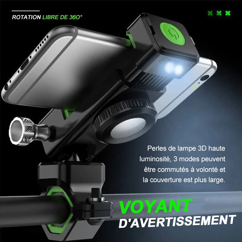 Support de téléphone portable de bicyclette avec lumière