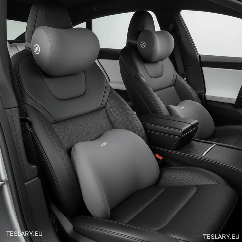 Oreiller cervical et coussin de soutien lombaire en mousse à mémoire de forme pour toutes les Tesla Models ( 4 oreillers conducteur et passager )