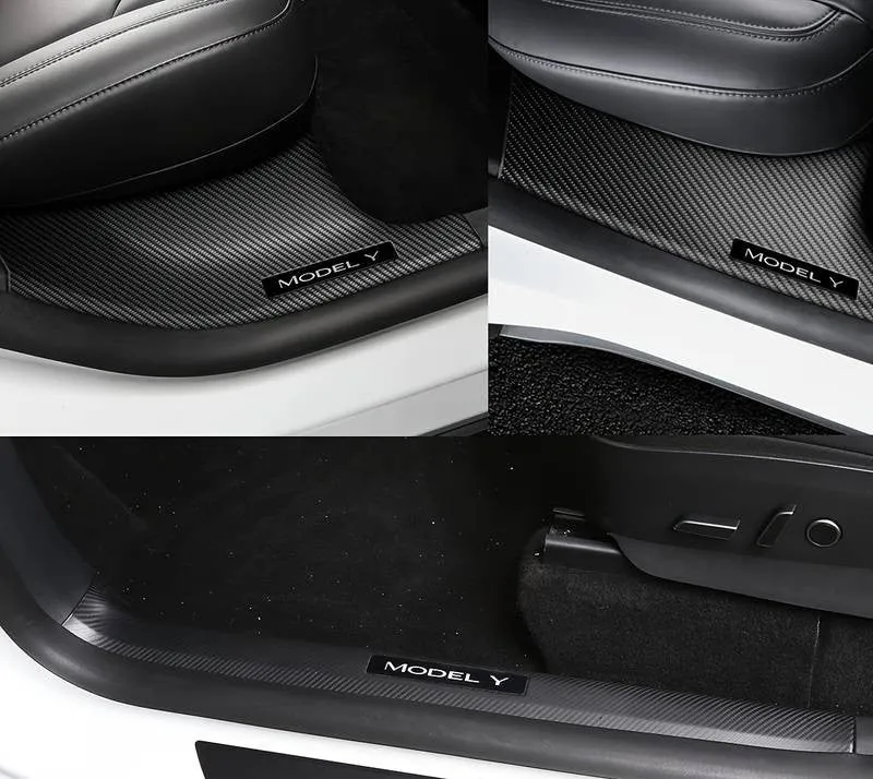 Tesla Model Protections de seuil style fibre de carbone en Y (4 pièces)