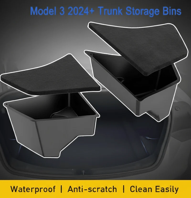 Bacs de rangement haut de gamme pour coffre avec couvercles assortis pour Tesla Model 3 éditions Highland Standard et Premium