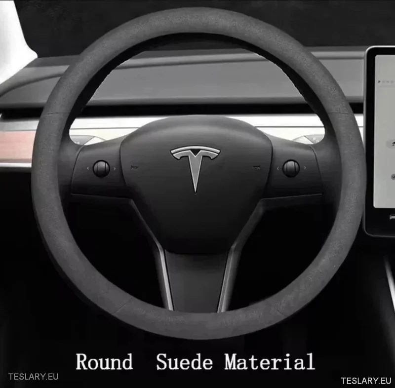 Housse de volant Tesla 3/Y en daim et cuir de qualité supérieure