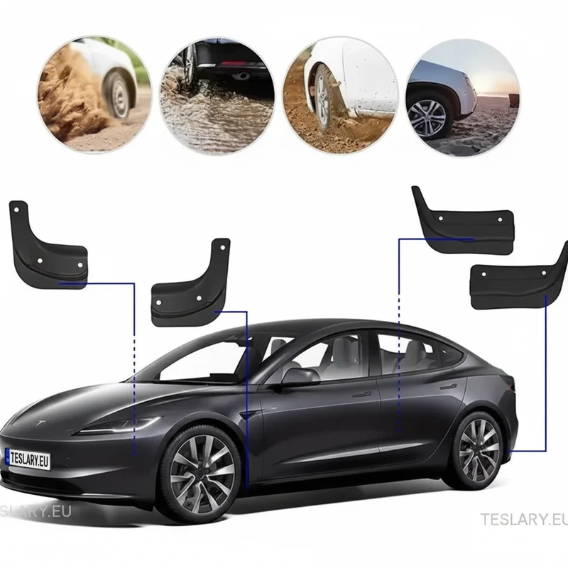 Tesla Model 3 / Model 3 doublures d'ailes anti-éclaboussures Highland (bavettes)