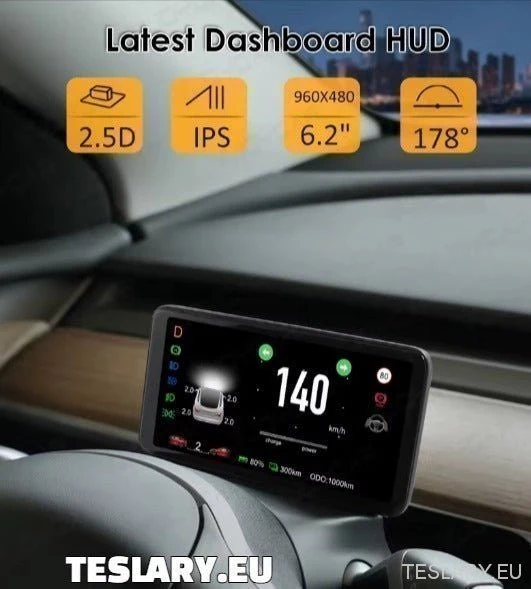 Tesla Model 3 / 3+ Highland & Model Tableau de bord Y HUD, combiné d'instruments, compteur de vitesse de 6.2" / 4.6" de large