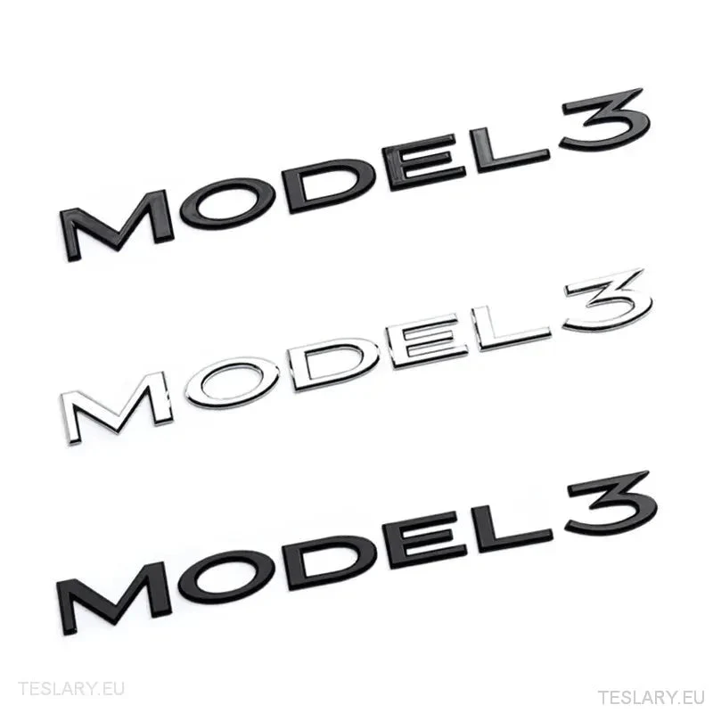 TESLA " MODEL 3" LOGO ARRIÈRE EN CHROME ET NOIR